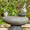Glitzhome® 20.75" Zen-Style Faux Stone Texture Outdoor Birdbath Fountain with LED Light